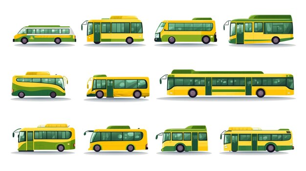 Photo bus realistic set white background