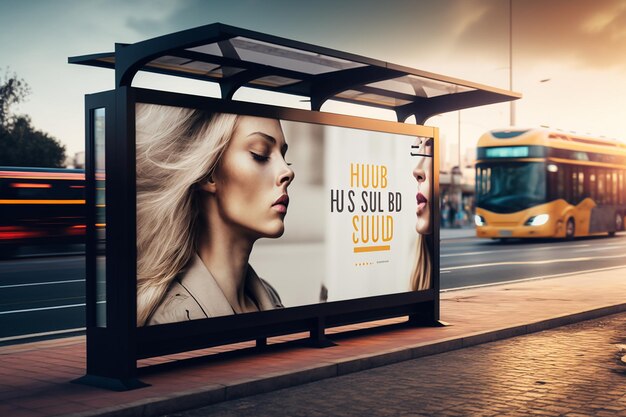 Bus stand billboard mockup