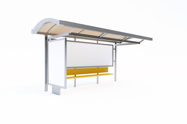 Bus Stop Bus Shelter Mockup with white Background