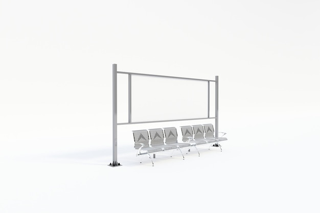 Bus Stop Bus Shelter Mockup with white Background