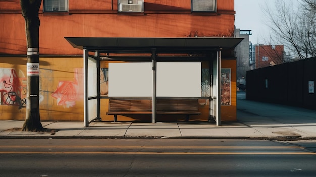 A bus stop mockup Illustration AI Generative