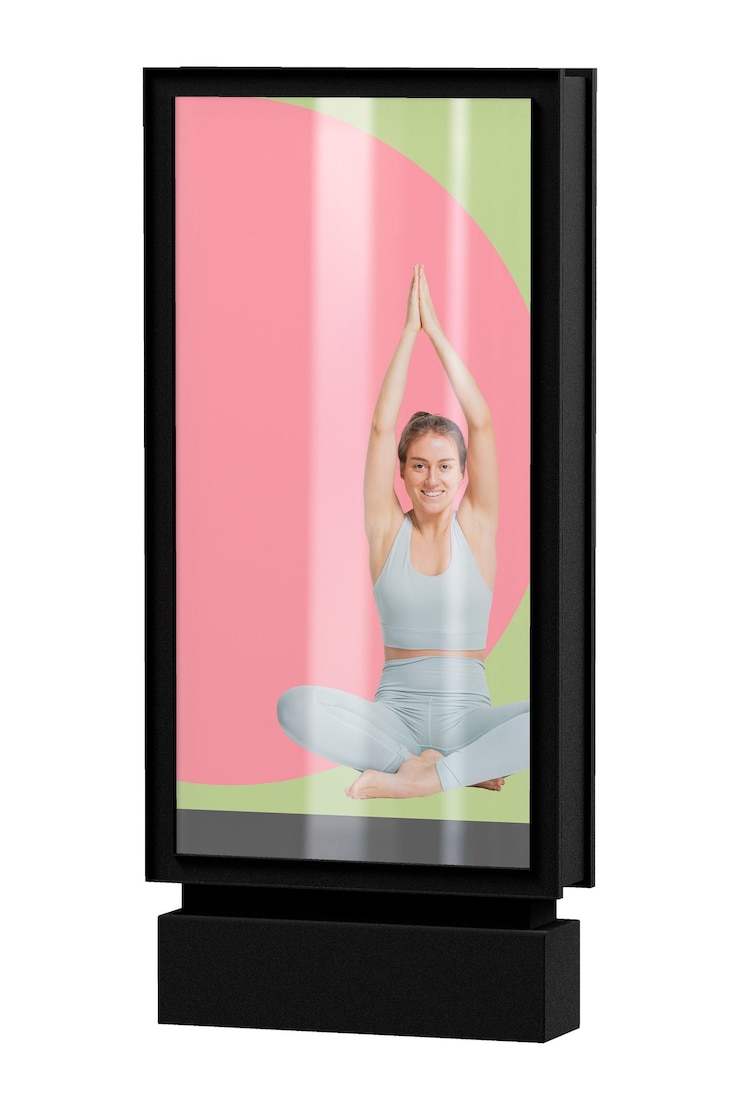 Photo bus stop png sign yoga ad transparent background