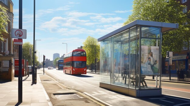 a bus stop on the street