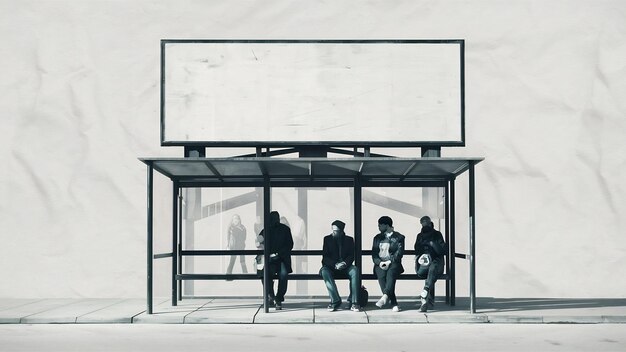 Photo bus stop with blank billboard