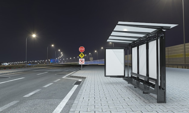 bus stop with blank frames