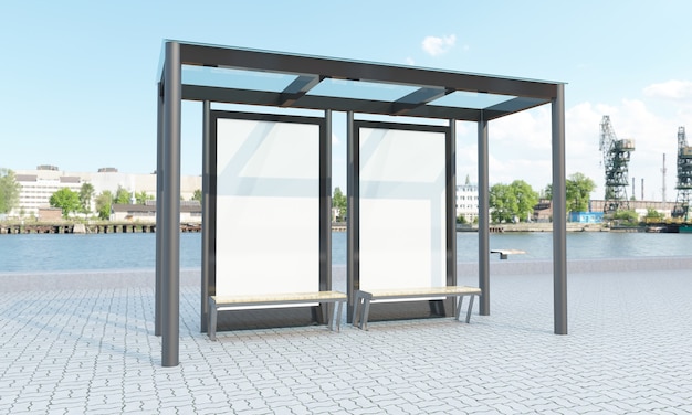 bus stop with blank frames