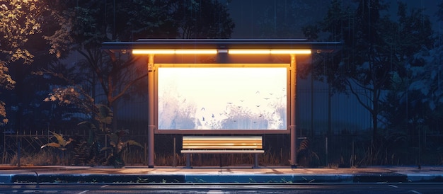 Photo bus stop with a blank light box design