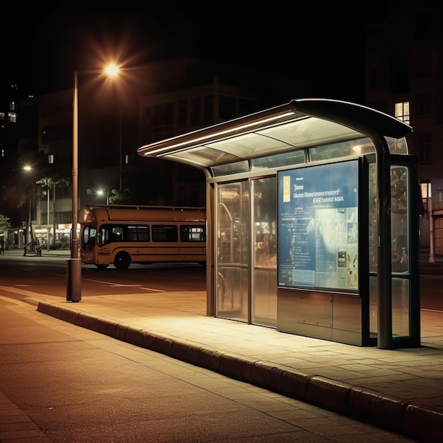 Photo a bus stop with a sign that says 