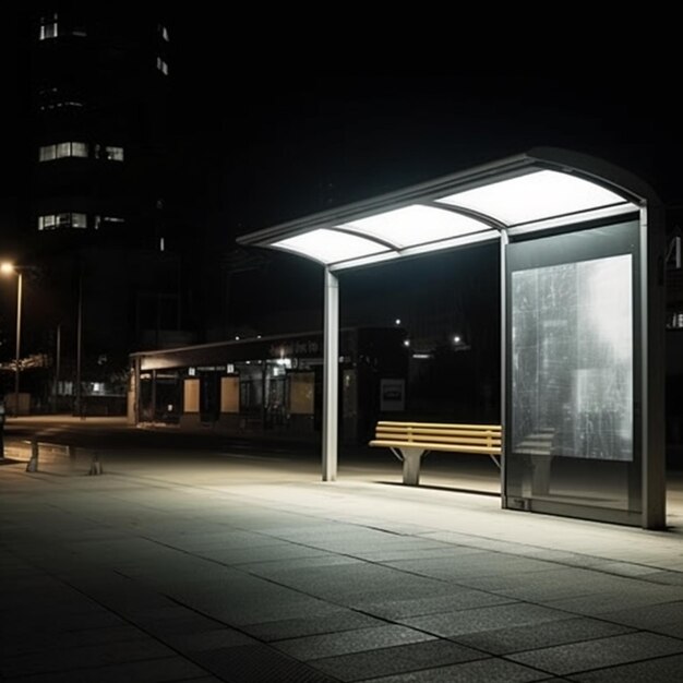 A bus stop with a sign on the top that says " bus stop ".