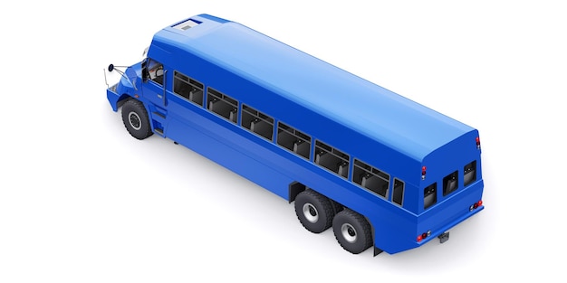 Bus to transport workers to hard to reach areas. 3D illustration.