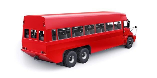 Bus to transport workers to hard to reach areas. 3D illustration.