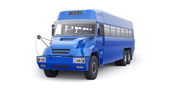 Bus to transport workers to hard to reach areas 3D illustration