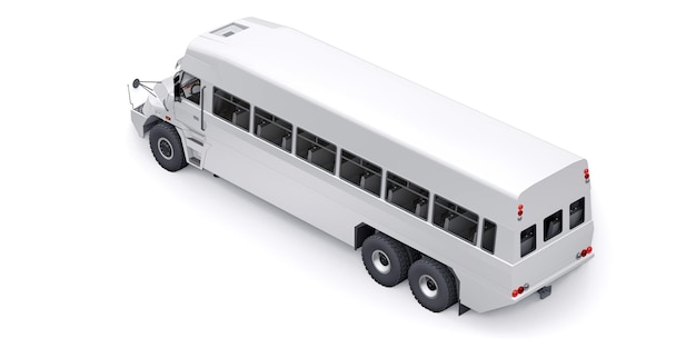 Bus to transport workers to hard to reach areas 3D illustration