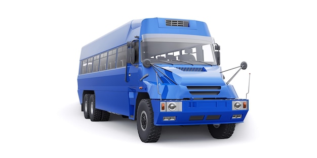 Bus to transport workers to hard to reach areas 3D illustration