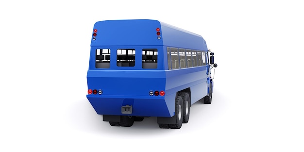 Bus to transport workers to hard to reach areas 3D illustration