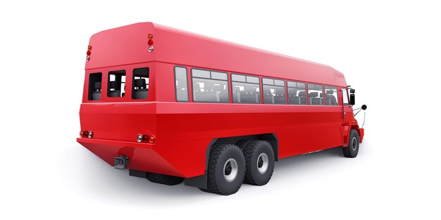 Bus to transport workers to hard to reach areas 3D illustration