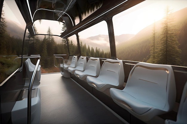 Bus with sleek streamlined design and panoramic windows for passengers to enjoy the view