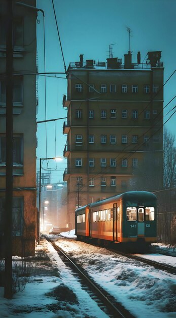 A buses in the city in the style of gabriel isak anka