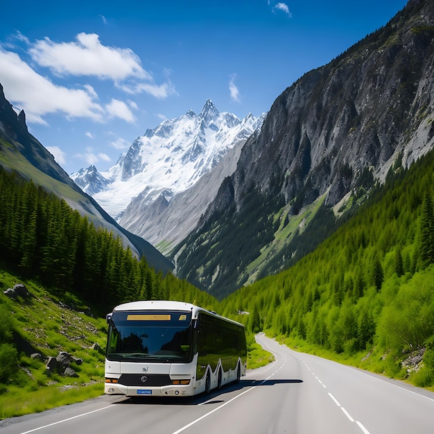 Buses and tourists at viewpoint with mount denali in background