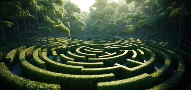 Premium AI Image  Bush maze Green labyrinth