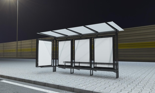 Bushalte Bus Shelter Mockup 3D illustratie