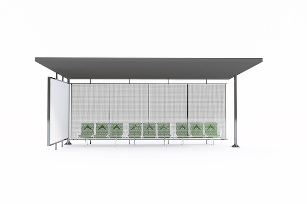 Bushalte Bus Shelter Mockup met witte achtergrond