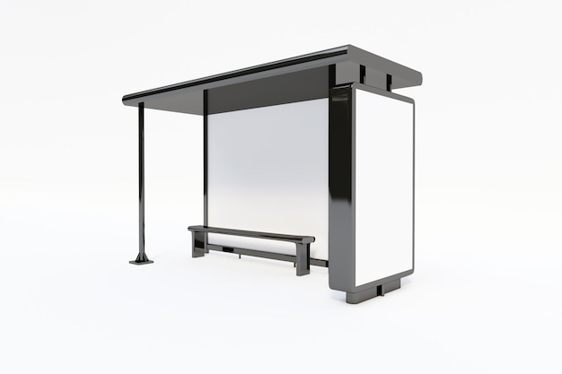 Bushalte Bus Shelter Mockup met witte achtergrond