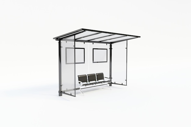 Bushalte Bus Shelter Mockup met witte achtergrond