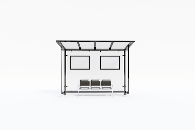 Bushalte Bus Shelter Mockup met witte achtergrond