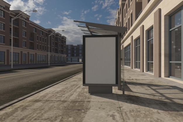 Bushalte Bus Shelter Teken Mockup 3D-rendering