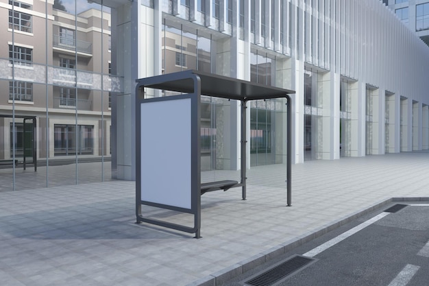 Bushalte Bus Shelter Teken Mockup 3D-rendering