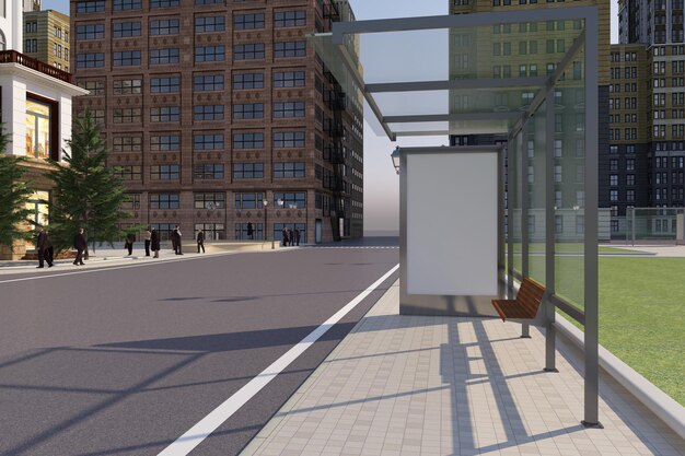 Foto bushalte bus shelter teken mockup 3d-rendering