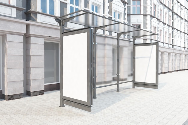 Bushalte Bus Shelter Teken Mockup 3D-rendering