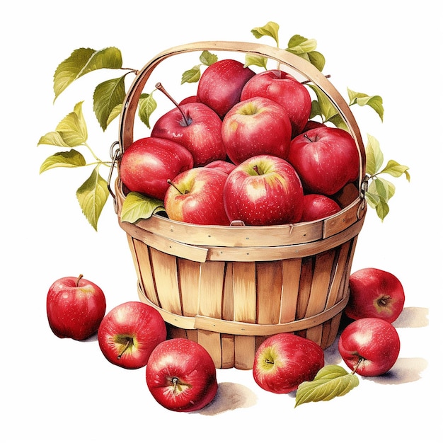 Bushel of lusious appleson white background Clipart