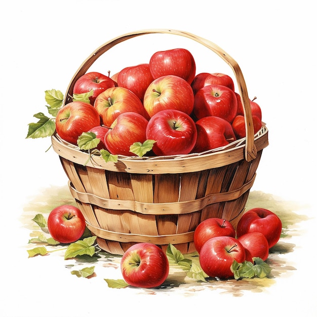 Bushel of lusious appleson white background Clipart