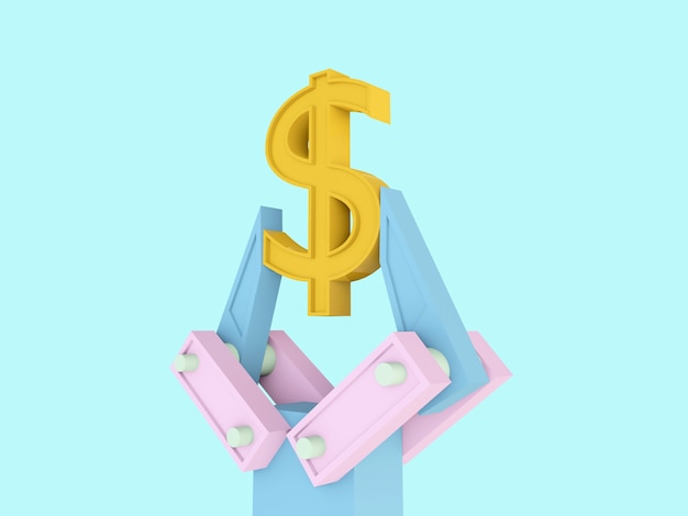 Business 3d icon on pastel color background.