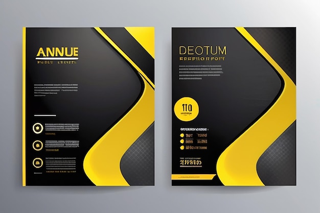 Photo business abstract vector template for brochure annualreport magazine poster corporate presentation portfolio flyer infographic with yellow and black color size a4 front and back