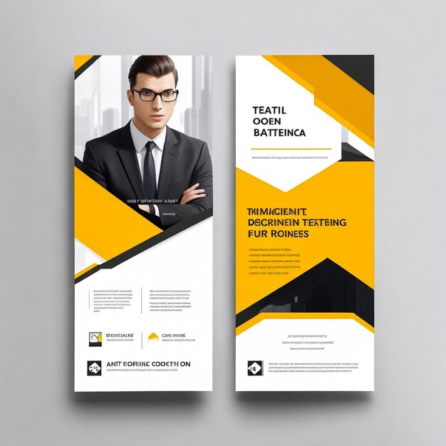 Business abstract vector template for Brochure AnnualReport Magazine Poster Corporate Presentation Portfolio Flyer Market infographic with blue and yellow color size A4 Front and back