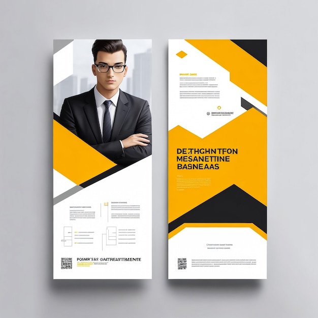 Photo business abstract vector template for brochure annualreport magazine poster corporate presentation portfolio flyer market infographic with blue and yellow color size a4 front and back