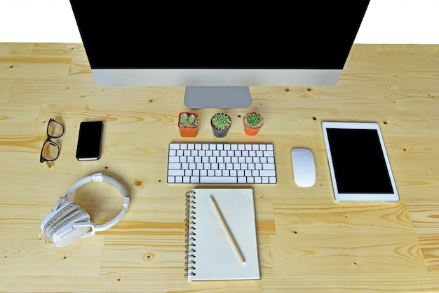 Business accessories on wooden desk