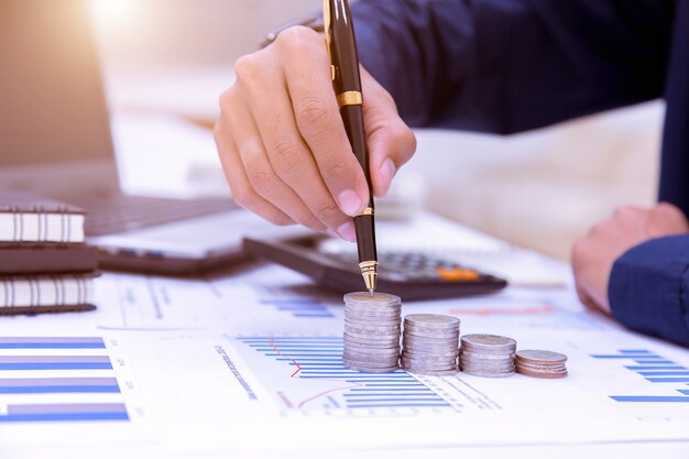 Business accountants or bankers perform savings calculations, financial accounting.