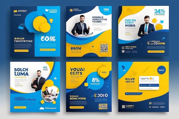 Фото Бизнес-реклама в социальных сетях с синим и желтым цветами