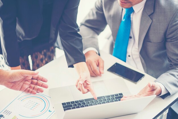 Photo business adviser analyzing financial figures denoting the progress