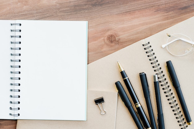 Business agenda on a wooden table