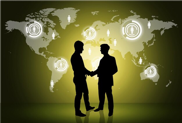 Business Agreement Handshake on  background