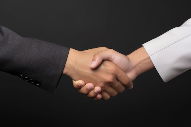 Business agreement handshake hand gesture on dark background