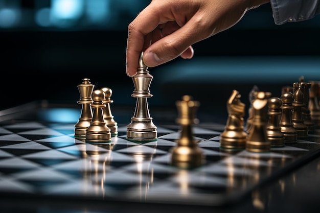 Selective focus Mans hand in chess play, metaphorically guiding strategic  business decisions Vertical Mobile Wallpaper AI Generated 30463882 Stock  Photo at Vecteezy