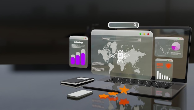 Business Analyst Using Computer and Dashboard for Data Analysis and Management System with KPI and M