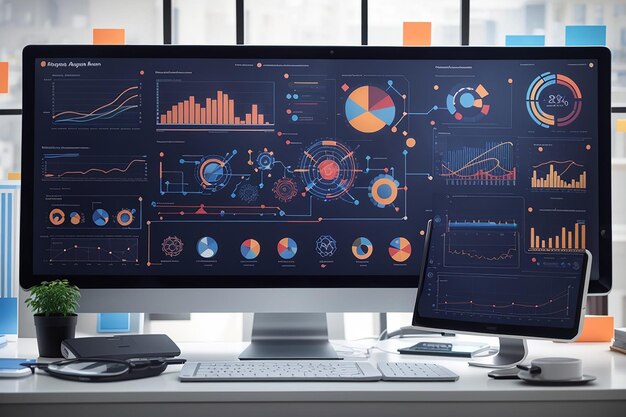 コンピュータモニターでデータ視覚化オートメーションを解き放つソフトウェアへのビジネスアナリティクス