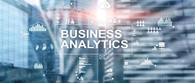 Business analytics symbool op zwarte achtergrond